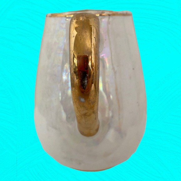 Edwin M Knowles Lusterware Creamer Gold Trim Signed 4” Vtg - Picture 3 of 9